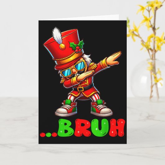 Bruh Dab Nutcracker Funny Kids Boys Mens Christmas Kaart (Gele Bloem)