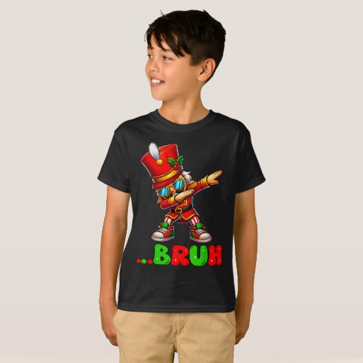 Bruh Dab Nutcracker Funny Kids Boys Mens Christmas T-shirt (Voorkant volledig)