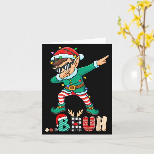 Bruh Dabbing Elf Funny Kids Boys Mens Christmas Ma Kaart (Gele Bloem)