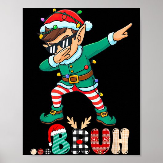 Bruh Dabbing Elf Funny Kids Boys Mens Christmas Ma Poster (Voorkant)