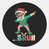 Bruh Dabbing Elf Funny Kids Boys Mens Christmas Ma Ronde Sticker (Voorkant)