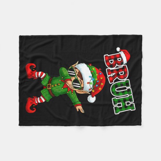 Bruh Dabbing Elf Funny Kids Years Pajamas Christma Fleece Deken (Voorkant (Horizontaal))
