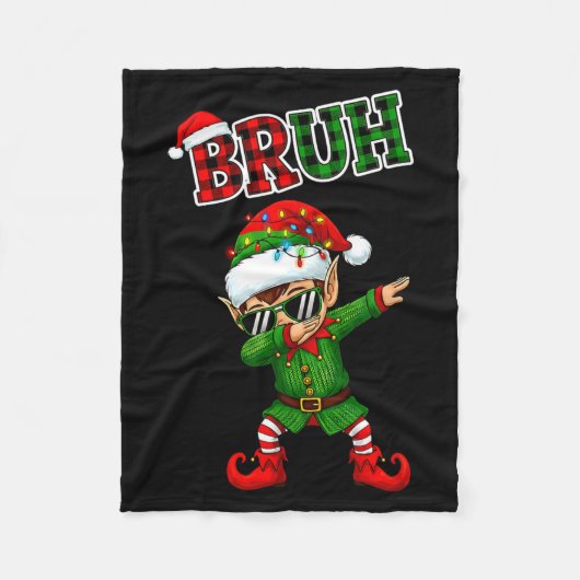 Bruh Dabbing Elf Funny Kids Years Pajamas Christma Fleece Deken (Voorkant)