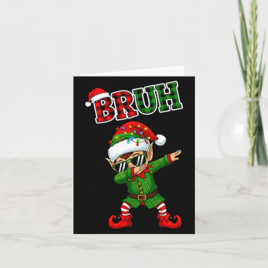 Bruh Dabbing Elf Funny Kids Years Pajamas Christma Kaart (Voorkant)