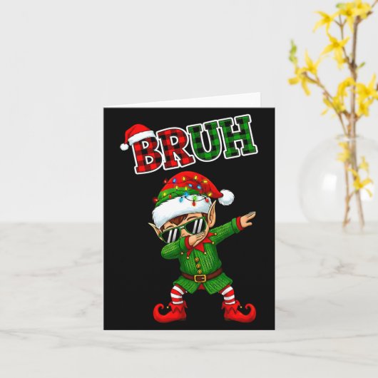 Bruh Dabbing Elf Funny Kids Years Pajamas Christma Kaart (Gele Bloem)