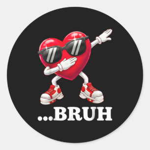 Bruh Dabbing Hart Grappige Kinderen Jongens Mannen Ronde Sticker