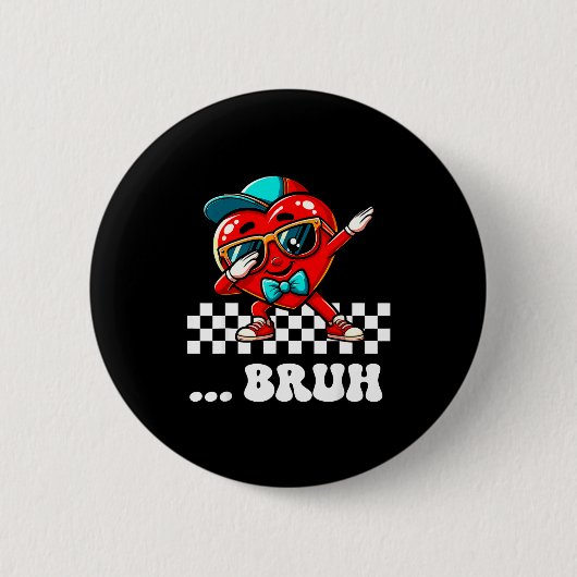 Bruh Dabbing Hart Meme Grappige Zin Bro Kinderen J Ronde Button 5,7 Cm (Voorkant)