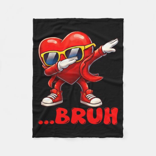 Bruh Dabbing Heart Funny Kids Boys Mens Valentine Fleece Deken (Voorkant)
