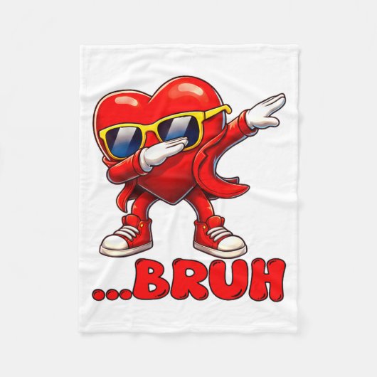 Bruh Dabbing Heart Funny Kids Boys Mens Valentine  Fleece Deken (Voorkant)