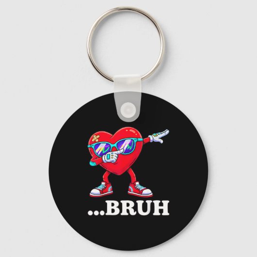Bruh Dabbing Heart Funny Kids Boys Mens Valentine  Sleutelhanger (Voorkant)