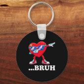 Bruh Dabbing Heart Funny Kids Boys Mens Valentine  Sleutelhanger (Voorkant)