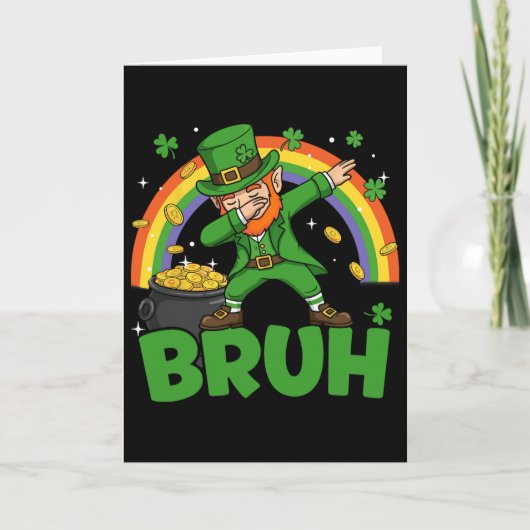 Bruh Dabbing Kabouter Funny St. Patrick's Day Jong Kaart (Voorkant)