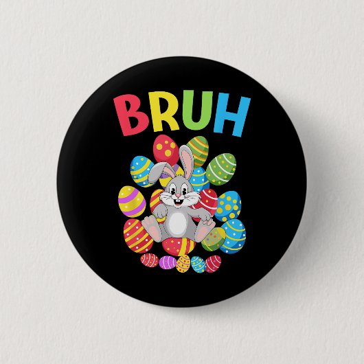 Bruh Dabbing Konijn Bunny Happy Easter Day Egg Boy Ronde Button 5,7 Cm (Voorkant)