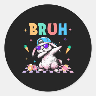 Bruh Dabbing Konijn Bunny Happy Pasen Dag Ei Jonge Ronde Sticker