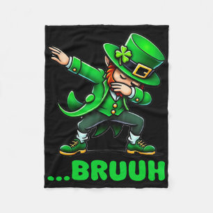 Bruh Dabbing Leprechaunn Grappige St. Patrick's Da Fleece Deken