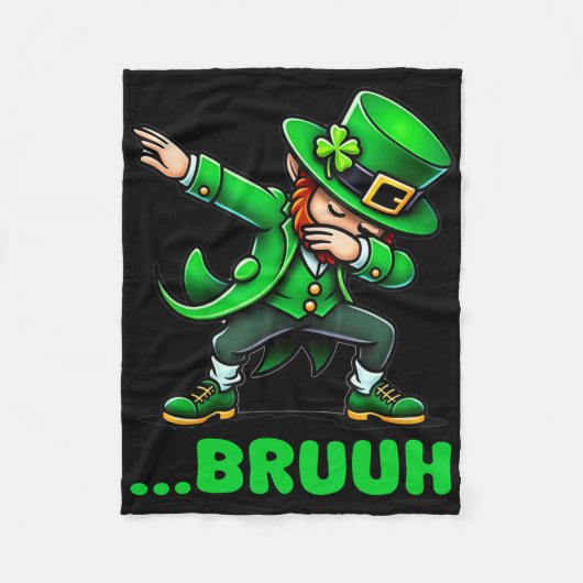 Bruh Dabbing Leprechaunn Grappige St. Patrick's Da Fleece Deken (Voorkant)