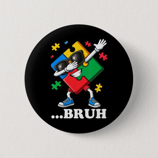 Bruh Dabbing Puzzel Grappig Kinder Jongens Mannen  Ronde Button 5,7 Cm (Voorkant)