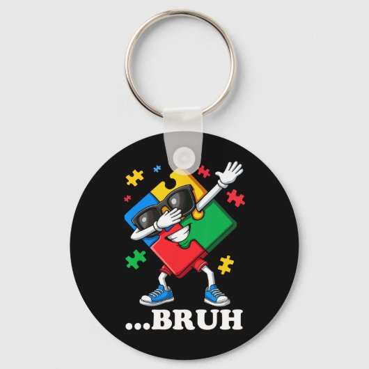 Bruh Dabbing Puzzel Grappig Kinder Jongens Mannen  Sleutelhanger (Voorkant)