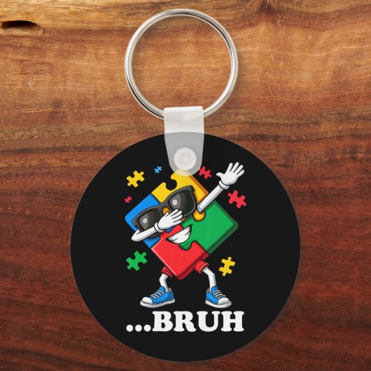 Bruh Dabbing Puzzel Grappig Kinder Jongens Mannen Sleutelhanger (Voorkant)