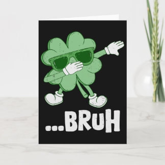 Bruh Dabbing Shamrock Funny Kids Mens Boys St Patr Kaart