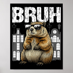 Bruh De Bosmarmot Woodchuck Ground-hog Dag Grappig Poster