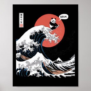 Bruh De Grote Golf Kanagawa Grappige Japanse Surfi Poster