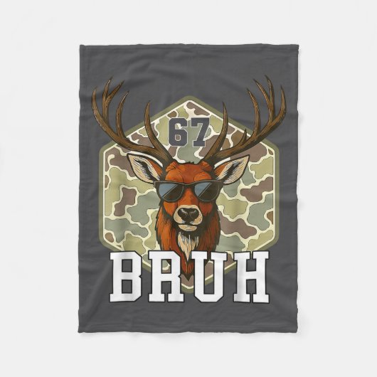 Bruh Deer 67 Funny Deer Hunting Camo Hat Youth Tee Fleece Deken (Voorkant)