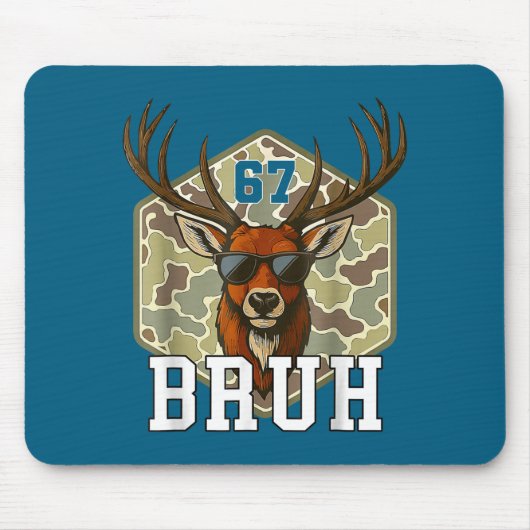 Bruh Deer 67 Funny Deer Hunting Camo Hat Youth Tee Muismat (Voorkant)