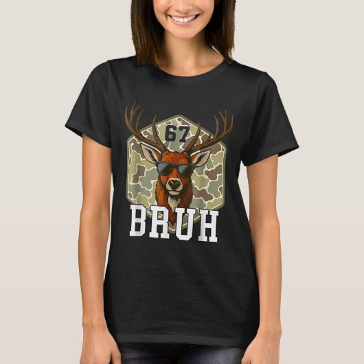 Bruh Deer 67 Funny Deer Hunting Camo Hat Youth Tee T-shirt (Voorkant)