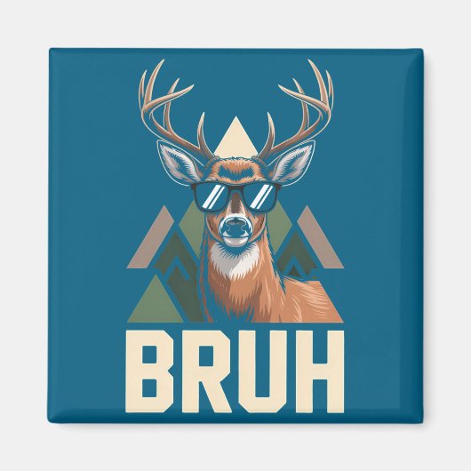 Bruh Deer Funny Deer Hunting Camo Hat Youth Kids S Magneet (Voorkant)