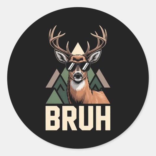 Bruh Deer Funny Deer Hunting Camo Hat Youth Kids S Ronde Sticker (Voorkant)