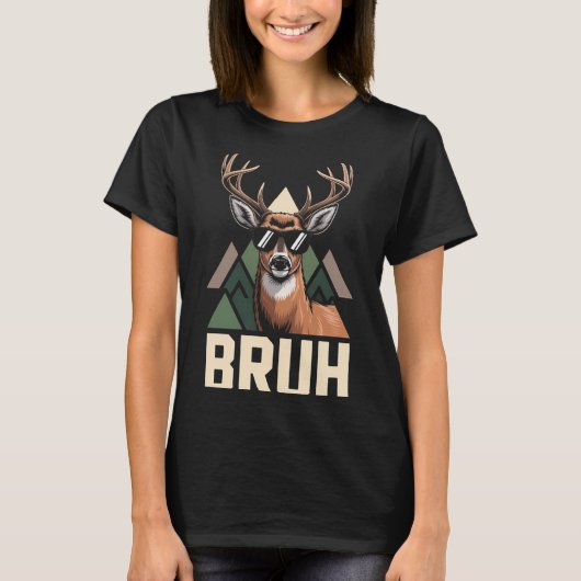 Bruh Deer Funny Deer Hunting Camo Hat Youth Kids S T-shirt (Voorkant)