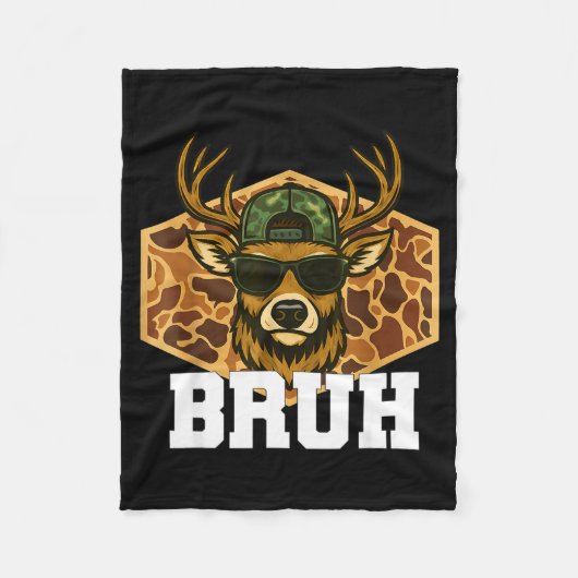 Bruh Deer Funny Deer Hunting Camo Hat Youth Teens  Fleece Deken (Voorkant)