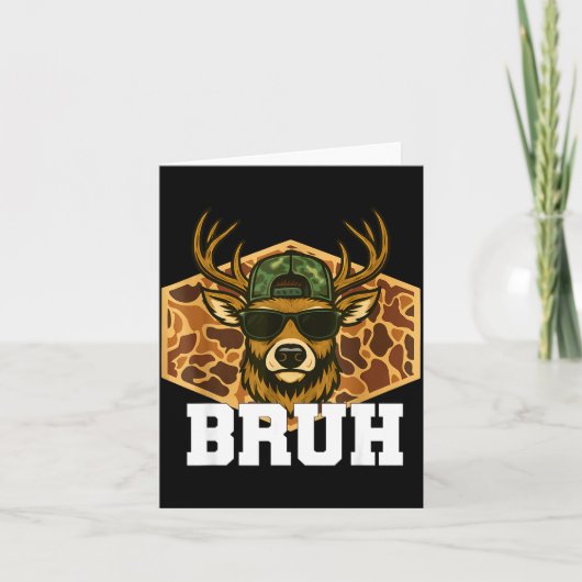 Bruh Deer Funny Deer Hunting Camo Hat Youth Teens  Kaart (Voorkant)