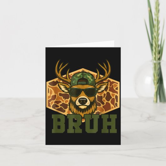Bruh Deer Funny Deer Hunting Camo Hat Youth Teens  Kaart (Voorkant)