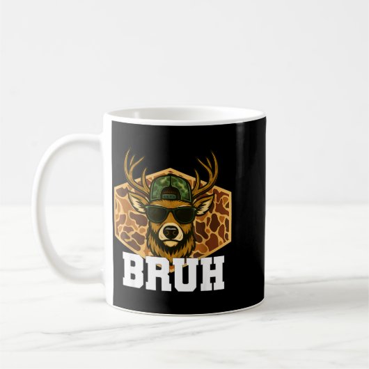 Bruh Deer Funny Deer Hunting Camo Hat Youth Teens Koffiemok (Links)