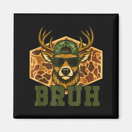Bruh Deer Funny Deer Hunting Camo Hat Youth Teens  Magneet (Voorkant)