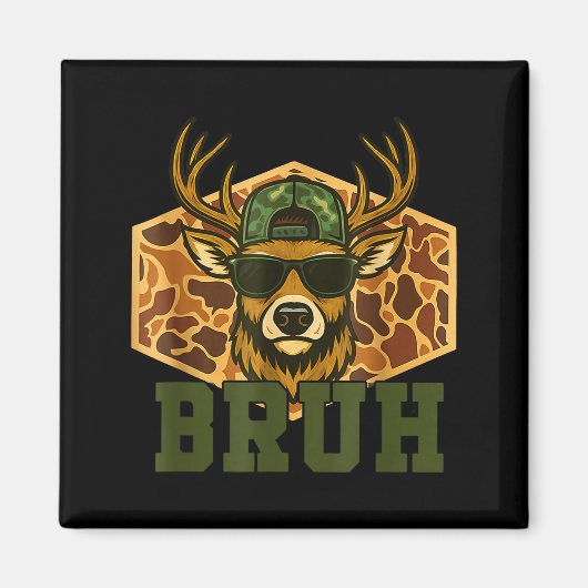 Bruh Deer Funny Deer Hunting Camo Hat Youth Teens  Magneet (Voorkant)