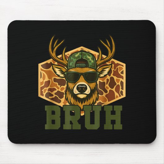 Bruh Deer Funny Deer Hunting Camo Hat Youth Teens  Muismat (Voorkant)