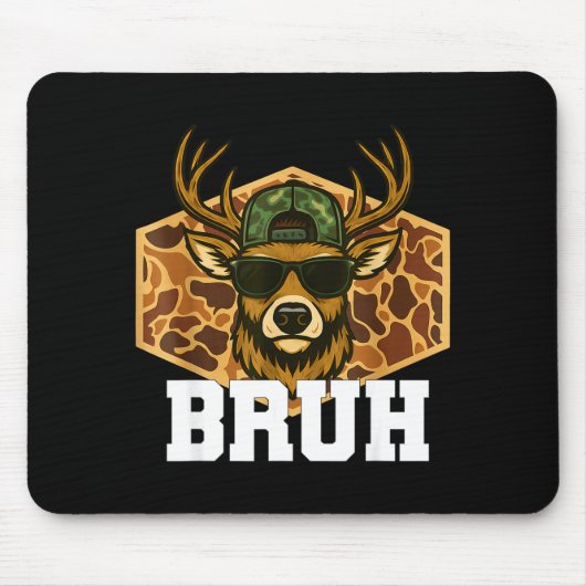 Bruh Deer Funny Deer Hunting Camo Hat Youth Teens Muismat (Voorkant)