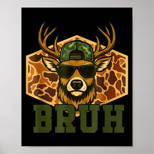 Bruh Deer Funny Deer Hunting Camo Hat Youth Teens Poster (Voorkant)