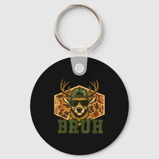 Bruh Deer Funny Deer Hunting Camo Hat Youth Teens  Sleutelhanger (Voorkant)