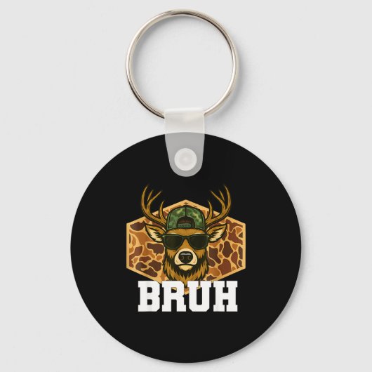 Bruh Deer Funny Deer Hunting Camo Hat Youth Teens Sleutelhanger (Voorkant)