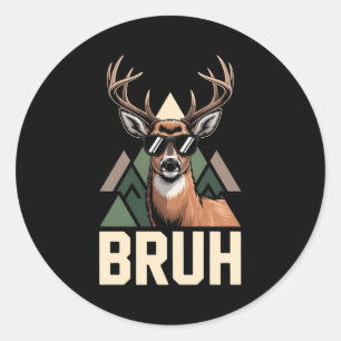 Bruh Deer Grappige Hert Jacht Camo Hoed Jeugd Kind Ronde Sticker