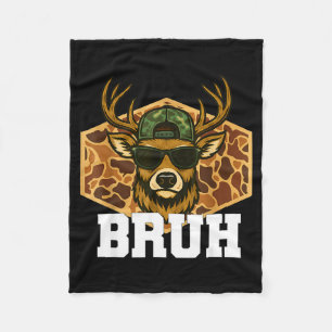 Bruh Deer Grappige Hert Jacht Camo Hoed Jeugd Tien Fleece Deken