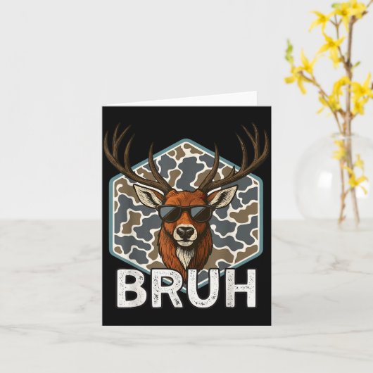 Bruh Deer Hunter Funny Deer Hunting Camo Men Teens Kaart (Gele Bloem)