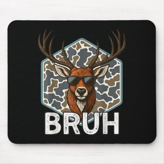 Bruh Deer Hunter Funny Deer Hunting Camo Men Teens Muismat (Voorkant)