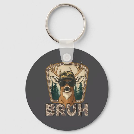 Bruh Deer Hunter Funny Deer Hunting Camo Men Teens Sleutelhanger (Voorkant)