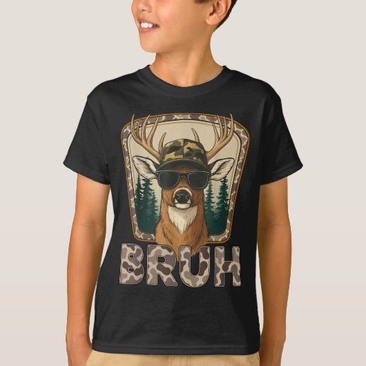 Bruh Deer Hunter Funny Deer Hunting Camo Men Teens T-shirt (Voorkant)