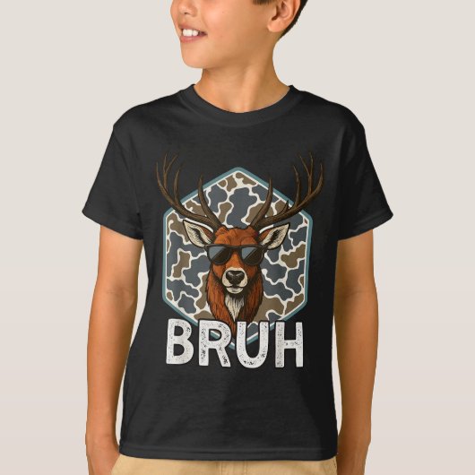 Bruh Deer Hunter Funny Deer Hunting Camo Men Teens T-shirt (Voorkant)